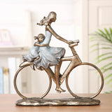 Bike Parents Figure Resin Father Mother Miniature Daughter Decor Home Art and Craft Wedding Anniversary Gift for Son Ornament