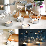 Silver Xmas Rotating Rotary Spinning Carrousel Tea Light Candle Holder Center Decor Newest