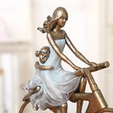 Bike Parents Figure Resin Father Mother Miniature Daughter Decor Home Art and Craft Wedding Anniversary Gift for Son Ornament