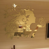 Flower Fairy Acrylic Mirror Wall Stickers Bedroom 3D Wall Stickers Living Room Home Decor  DIY Self Adhesive Waterproof Stickers