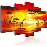 Angel's Art 5pcs/Set Unframed African Animal Landscape Elephant Giraffe HD Print Modern Home Decoration Canvas Oil Painting