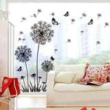 "Butterfly Flying In Dandelion "bedroom stickersPoastoral Style Wall Stickers Original Design 2017 PVC Wall Decals ZY5125