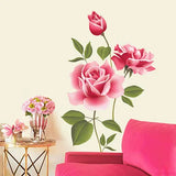 Romantic Love 3D Rose Flower Blossom Wall Stickers Furnishings  Living Room TV Decoration Wall Sticker Home Decor Decal Art