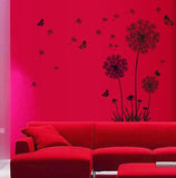 "Butterfly Flying In Dandelion "bedroom stickersPoastoral Style Wall Stickers Original Design 2017 PVC Wall Decals ZY5125