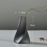 Modern Ceramic Vase Creative Black Tabletop Thydroponic Containers Flower Pot Home Decor Crafts Wedding Decoration