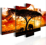 Angel's Art 5pcs/Set Unframed African Animal Landscape Elephant Giraffe HD Print Modern Home Decoration Canvas Oil Painting