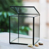 Transparent Glass The Cube Shape with Lid Terrarium Vase,Creative Tabletop Flower Vase For Home&Wedding Decoration