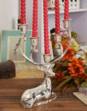 IMUWEN Shiny Silver Finish Metal Reindeer Shape Candle Holder 5-Arms Decorative Candlestick Zinc Alloy Candle Stand Candelabra