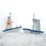 Mediterranean Wooden Model Ships Micro Landscape Sailing Fishing Boat Garden Miniature Figurines DIY Nautical Home Decoration