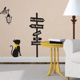 Lovely cat under the street light vinyl wall stickers DIY home decoration Cartoon wall stickers for kids room wallpaper