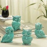 Ceramic handicrafts modern owls statue living room animal ornaments owl crafts toy home decor  figure 4 style optional~