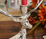 IMUWEN Shiny Silver Finish Metal Reindeer Shape Candle Holder 5-Arms Decorative Candlestick Zinc Alloy Candle Stand Candelabra