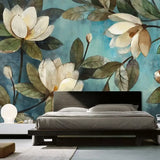 High Quality Deep Texture  3D White Lotus Retro Style Oil Painting Murals Home Decor Wallpaper Living Room Background Wall Paper