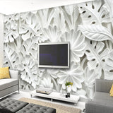 3D Stereoscopic Leaf Pattern Plaster Relief Mural Wall Paper Living Room TV Background Wall Painting Wallpaper Home Decoration