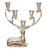 IMUWEN Shiny Silver Finish Metal Reindeer Shape Candle Holder 5-Arms Decorative Candlestick Zinc Alloy Candle Stand Candelabra