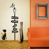 Lovely cat under the street light vinyl wall stickers DIY home decoration Cartoon wall stickers for kids room wallpaper