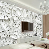 3D Stereoscopic Leaf Pattern Plaster Relief Mural Wall Paper Living Room TV Background Wall Painting Wallpaper Home Decoration