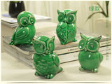 Ceramic handicrafts modern owls statue living room animal ornaments owl crafts toy home decor  figure 4 style optional~