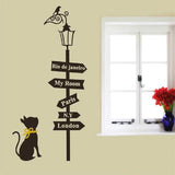 Lovely cat under the street light vinyl wall stickers DIY home decoration Cartoon wall stickers for kids room wallpaper