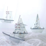 Mediterranean Wooden Model Ships Micro Landscape Sailing Fishing Boat Garden Miniature Figurines DIY Nautical Home Decoration